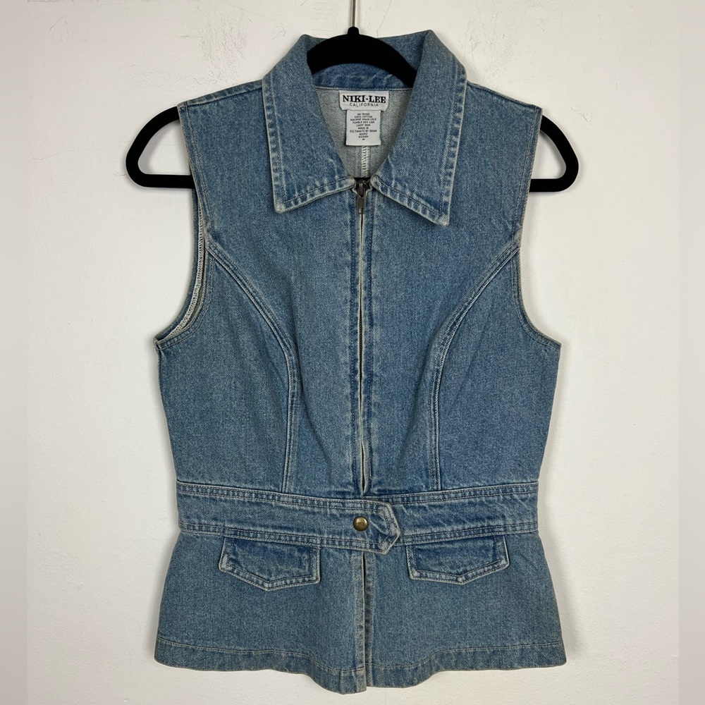 Vintage Denim Zip-up vest. Size M